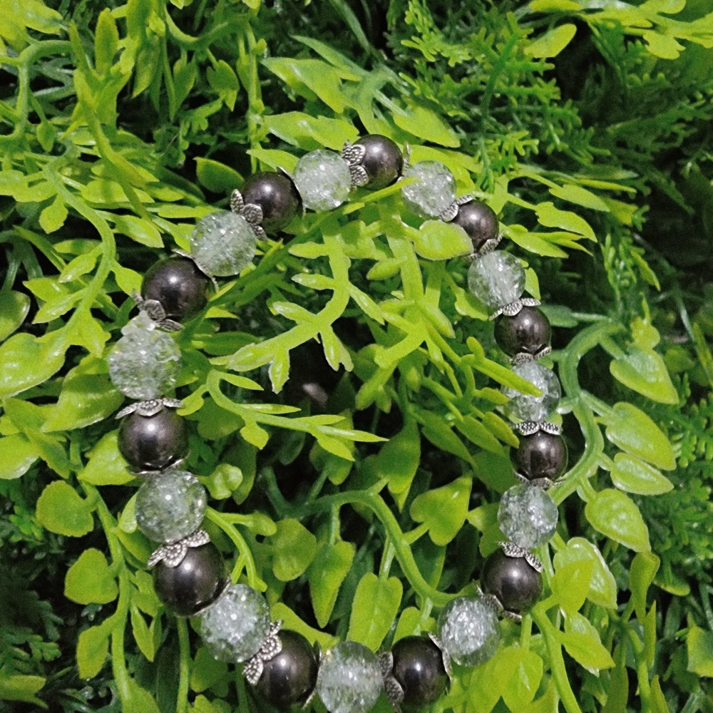 Elegant Black and Silver Beaded Bracelet